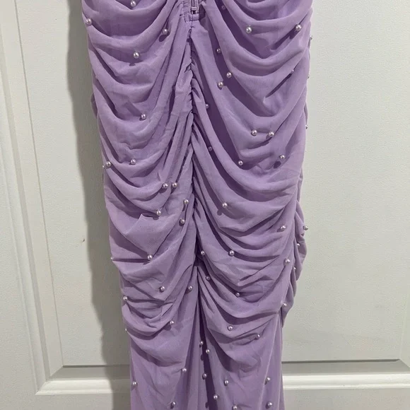 Lavender Pearl-Embellished Dress - Picture 4 of 8